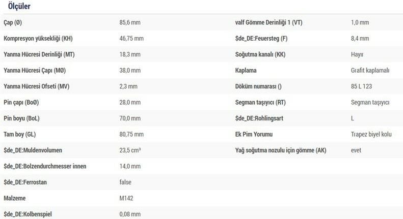 PİSTON SEGMAN 0.60 FARKLI 2.0 HDİ PEUGEOT PARTNER