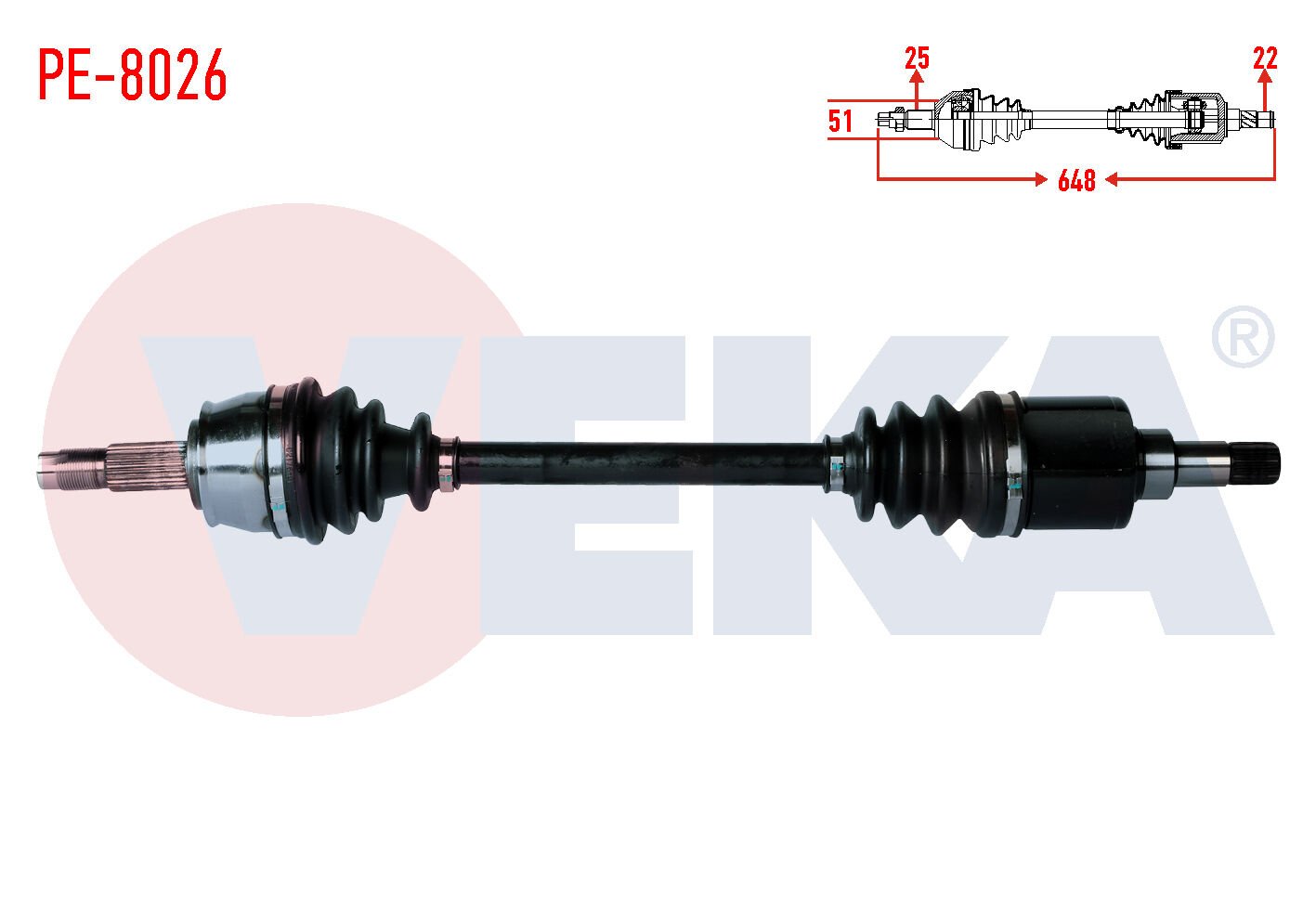 AKS SOL PEUGEOT BİPPER (AA) 1.4 HDİ UZUNLUK 648MM 2008-