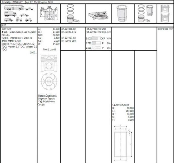 SEGMAN 87.00 MM M9T RENAULT TRAFİC 2