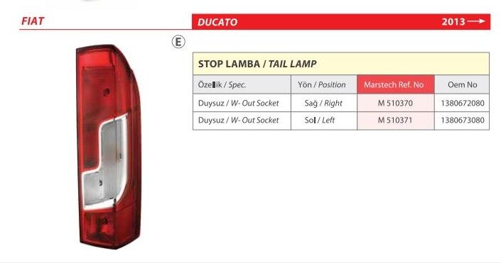 ARKA STOP SAĞ PEUGEOT BOXER 4