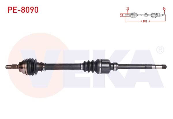 AKS SAĞ PEUGEOT 208 1.6 HDİ UZUNLUK 881 MM 2012-