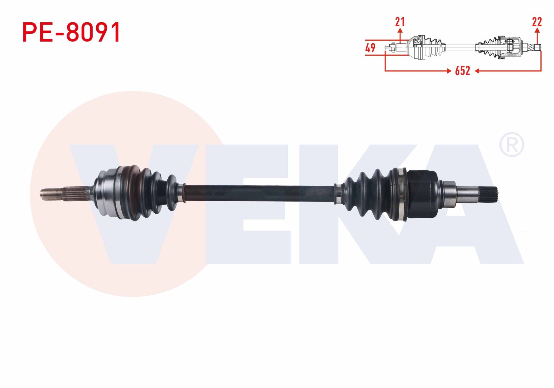 AKS SOL PEUGEOT 208 1.2 UZUNLUK 652 mm 2012-