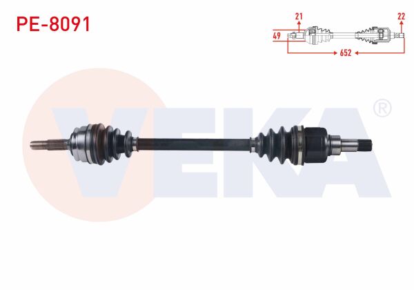 AKS SOL PEUGEOT 208 1.2 UZUNLUK 652 mm 2012-