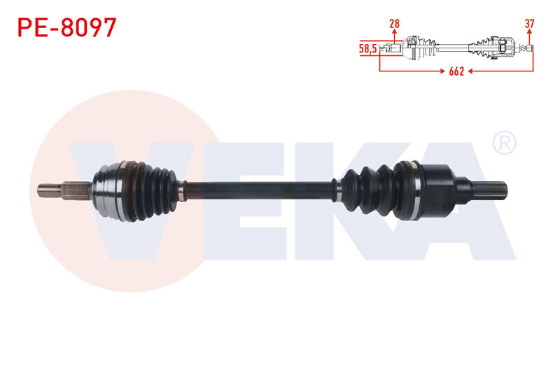 AKS SOL AT6 PEUGEOT 3008 UZUNLUK 662MM