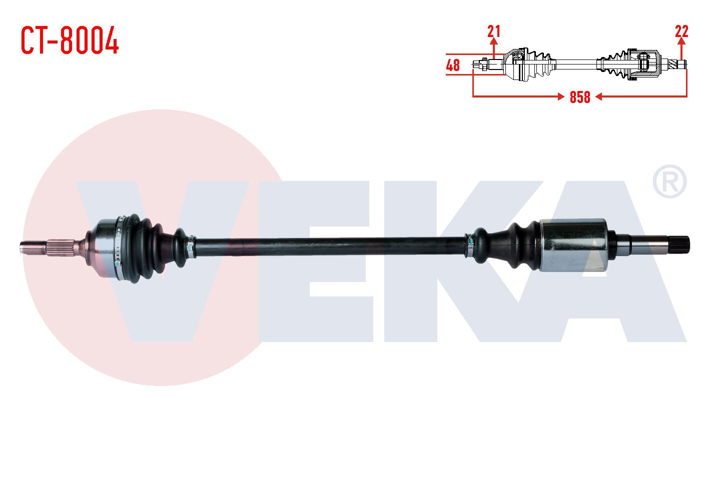 AKS SAĞ CİTROEN C3 (FC) 1.4 HDİ 70HP YAYLI TIP UZUNLUK 858mm 2002-2009