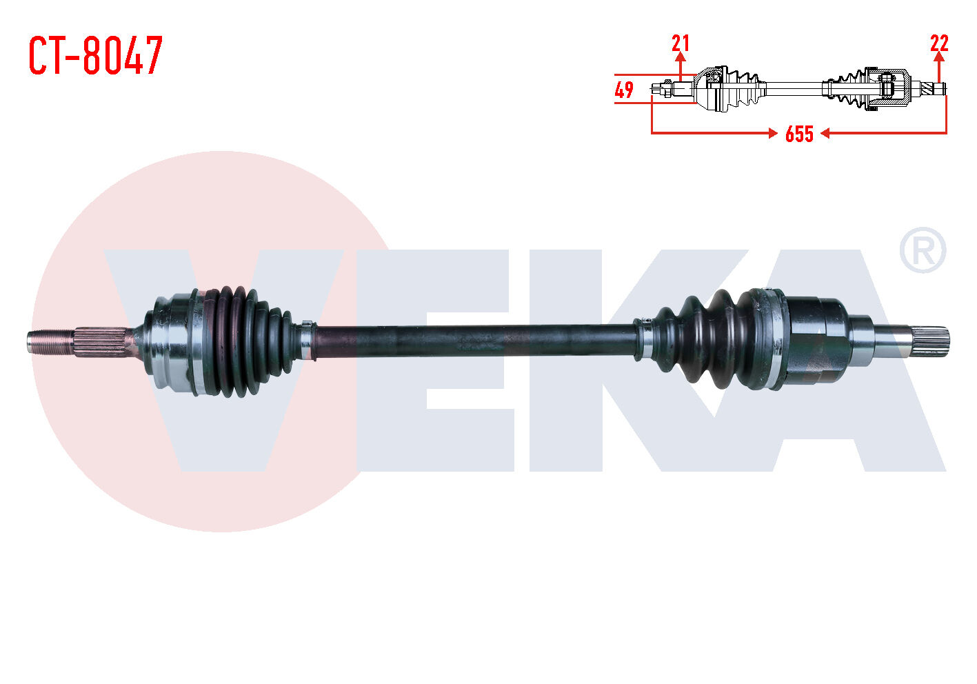 AKS SOL CİTROEN C3 II 1.4 HDİ M-T 21X22X49 UZUNLUK 655mm 2009-2016