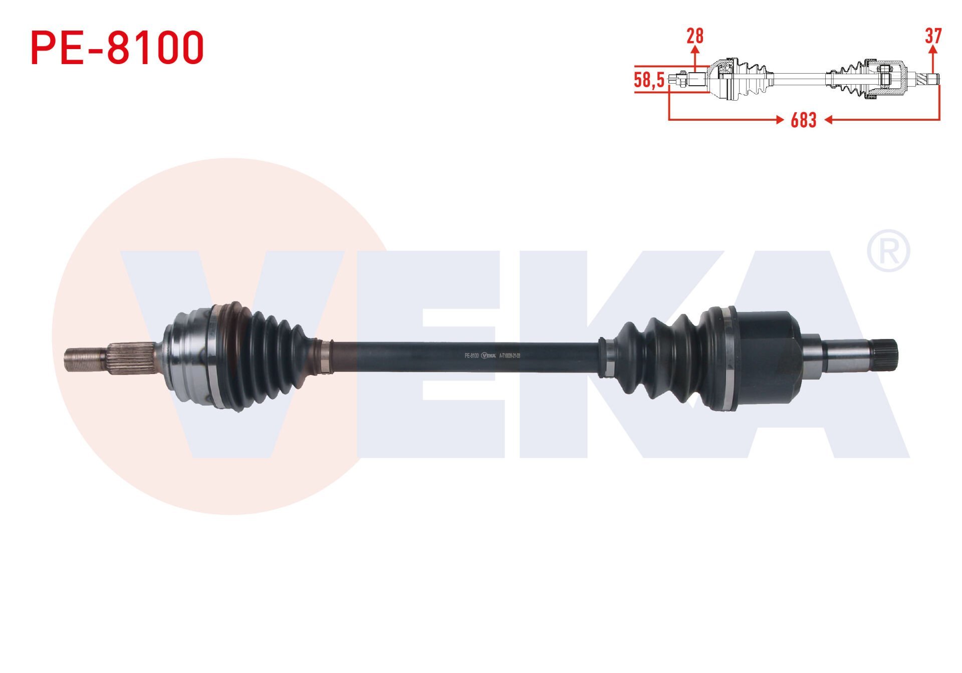 AKS SOL ÖN UZUNLUK 683mm PEUGEOT 3008 1.5 -1.6 BlueHDİ M-T 16-/ 5008 II 1