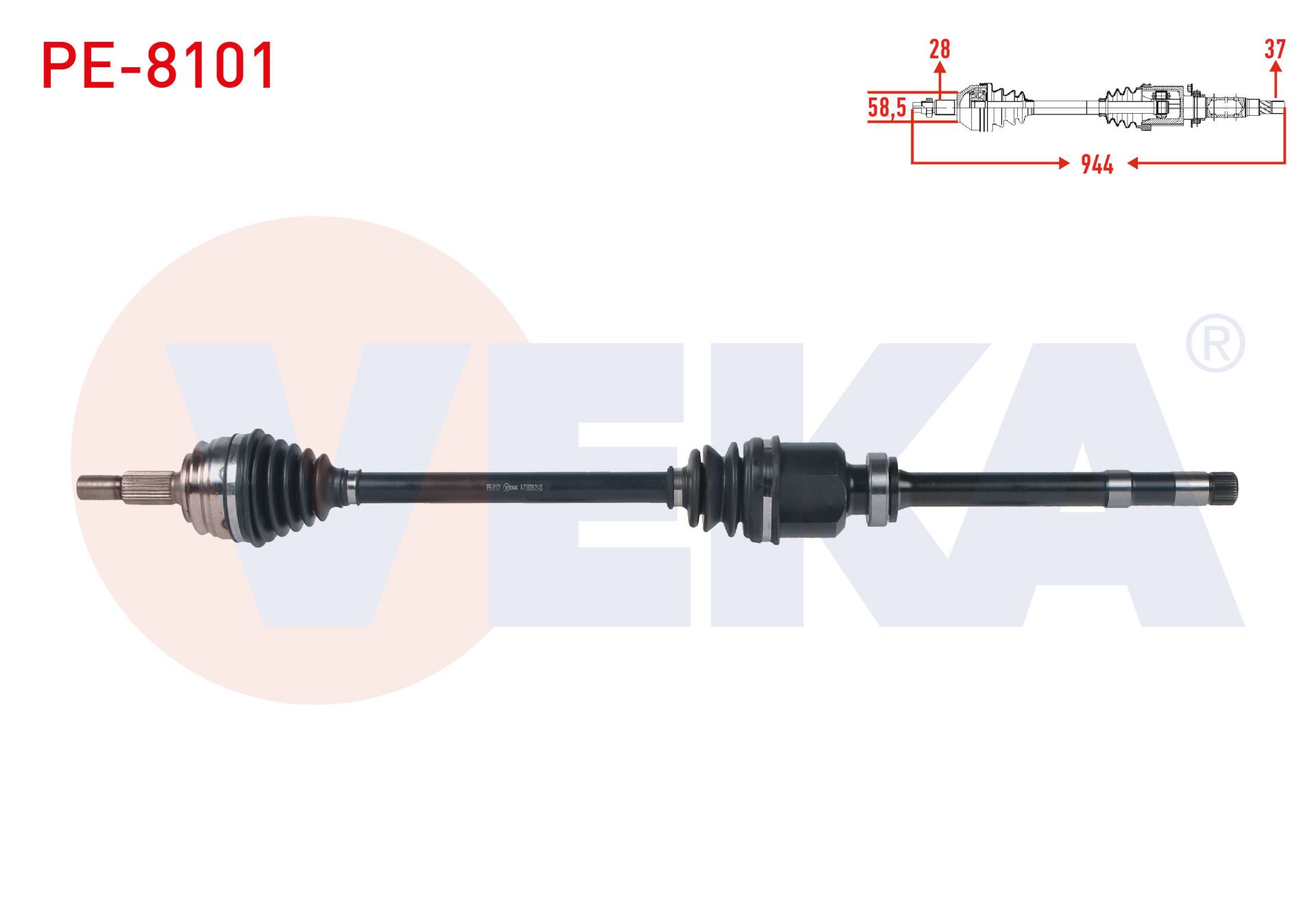 AKS SAĞ ÖN UZUNLUK 944mm PEUGEOT 3008 1.5 -1.6 BlueHDİ M-T 16-/ 5008 II 1