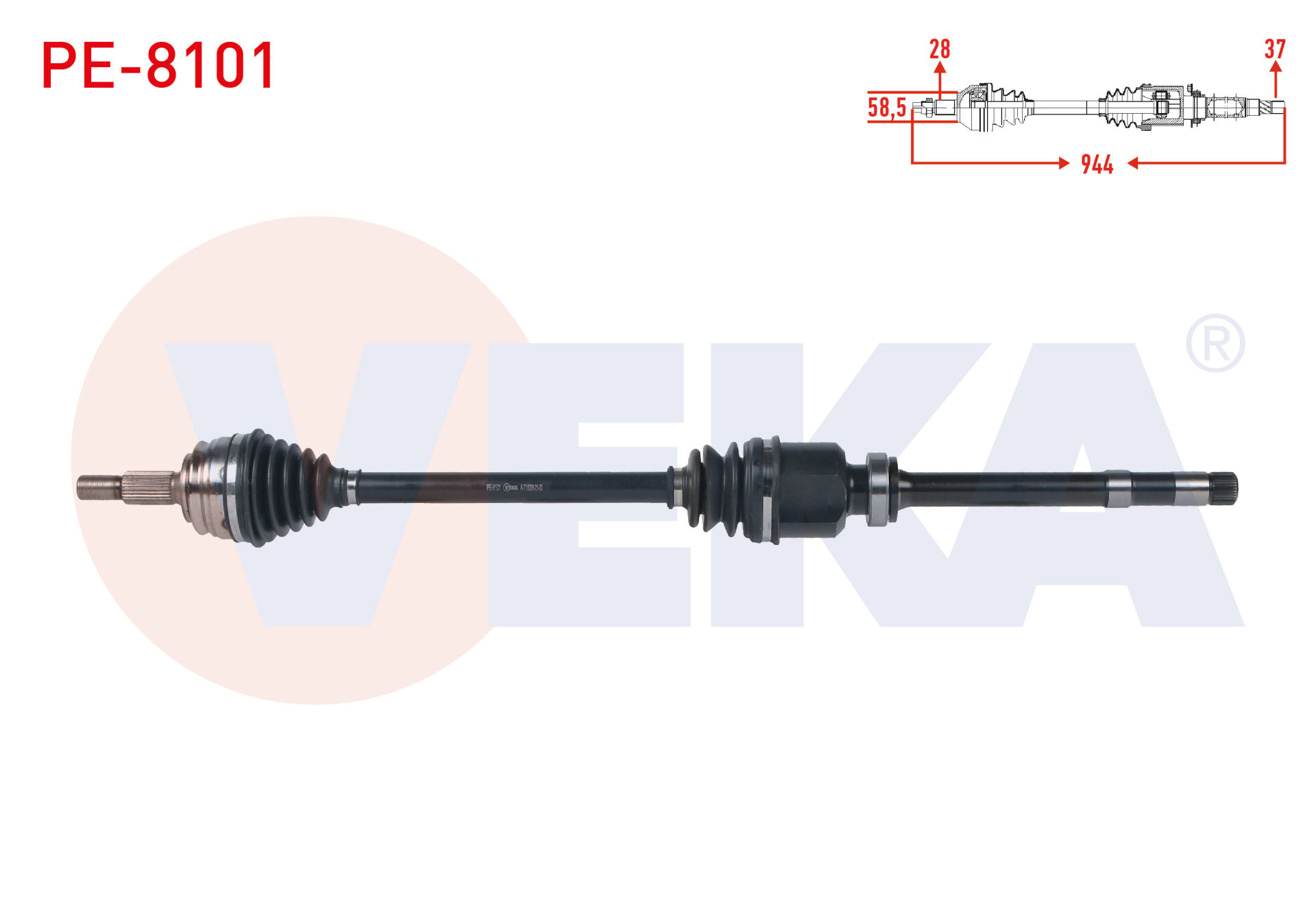 AKS SAĞ ÖN UZUNLUK 944mm PEUGEOT 3008 1.5 -1.6 BlueHDİ M-T 16-/ 5008 II 1