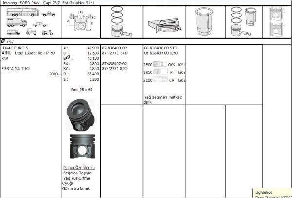 PİSTON SEGMAN 73.70 MM EURO 5 DV4 PEUGEOT SERİSİ