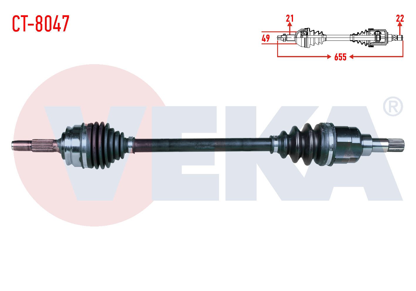 AKS SOL CİTROEN C3 II 1.4 HDİ M-T 21X22X49 UZUNLUK 655mm 2009-2016