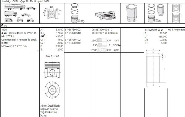SEGMAN 89.00 MM G9U RENAULT MASTER 2