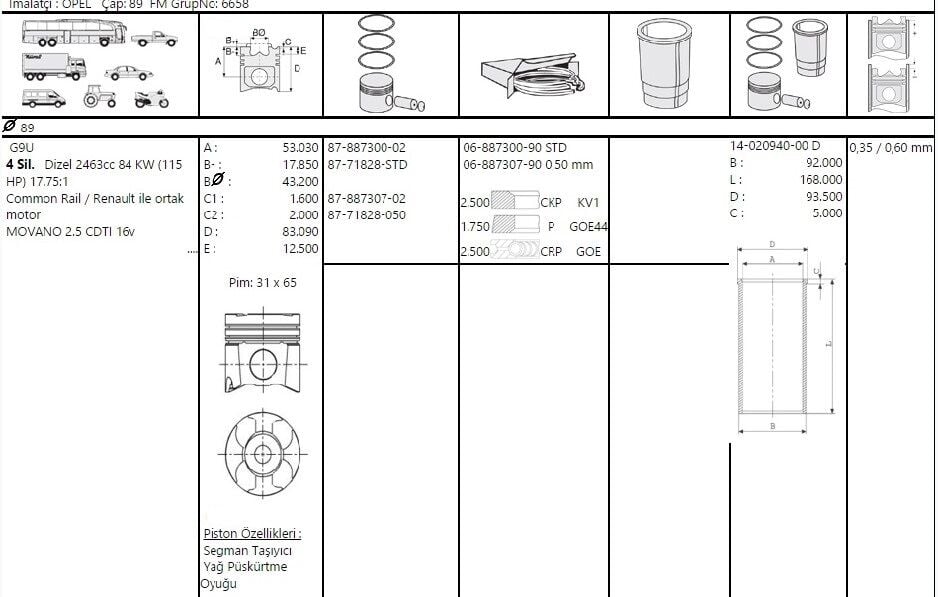 SEGMAN 89.050 RENAULT MASTER 2