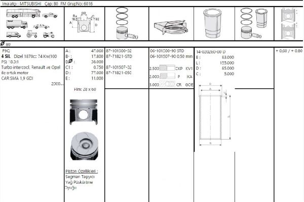 PİSTON SEGMAN 1.9 RENAULT KANGO