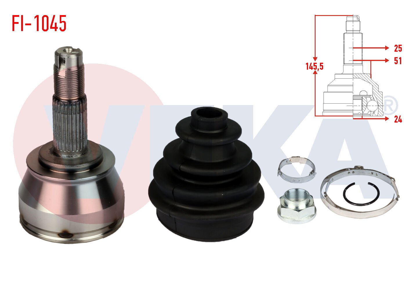 AKS KAFASI FİAT FİORİNO (225) 1.3 MJT 25X24X51 UZUNLUK 146,5 MM 2007-