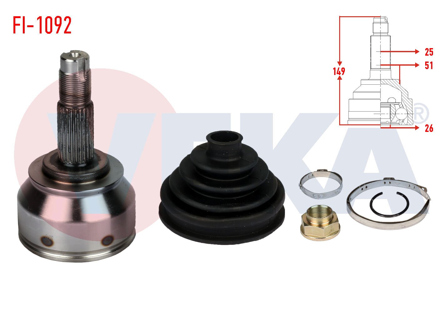 AKS KAFASI FİAT DOBLO (152,263) 1.6 MJT 25X26X51 UZUNLUK 149 MM 2010-