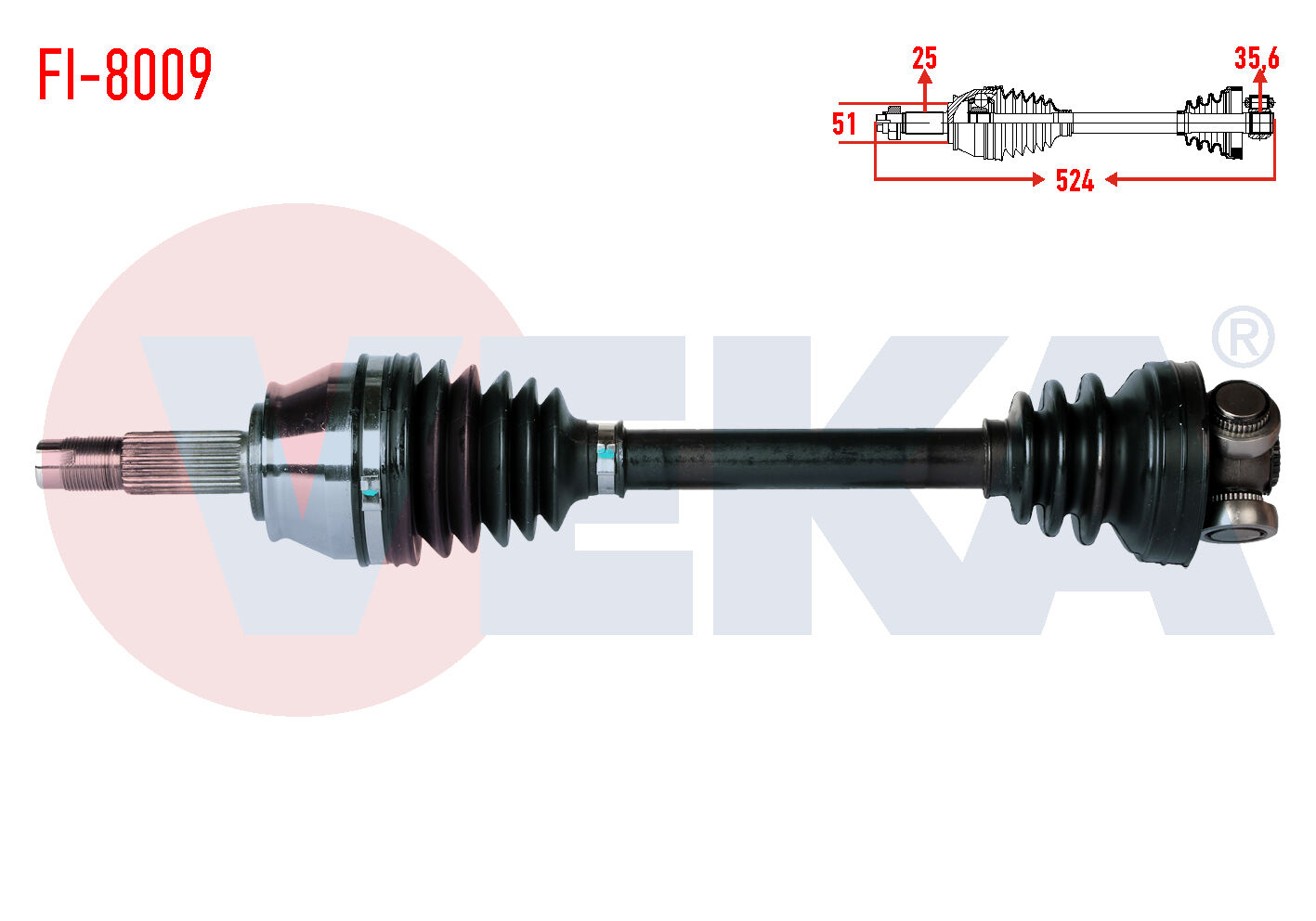 AKS SAĞ FİAT DOBLO (119,223) 1.3 MJT UZUNLUK 524 mm 2001-2010