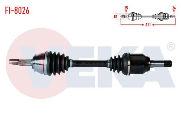 AKS SOL FİAT DOBLO (119,223) 1.3 MJT UZUNLUK 611mm 2001-2010