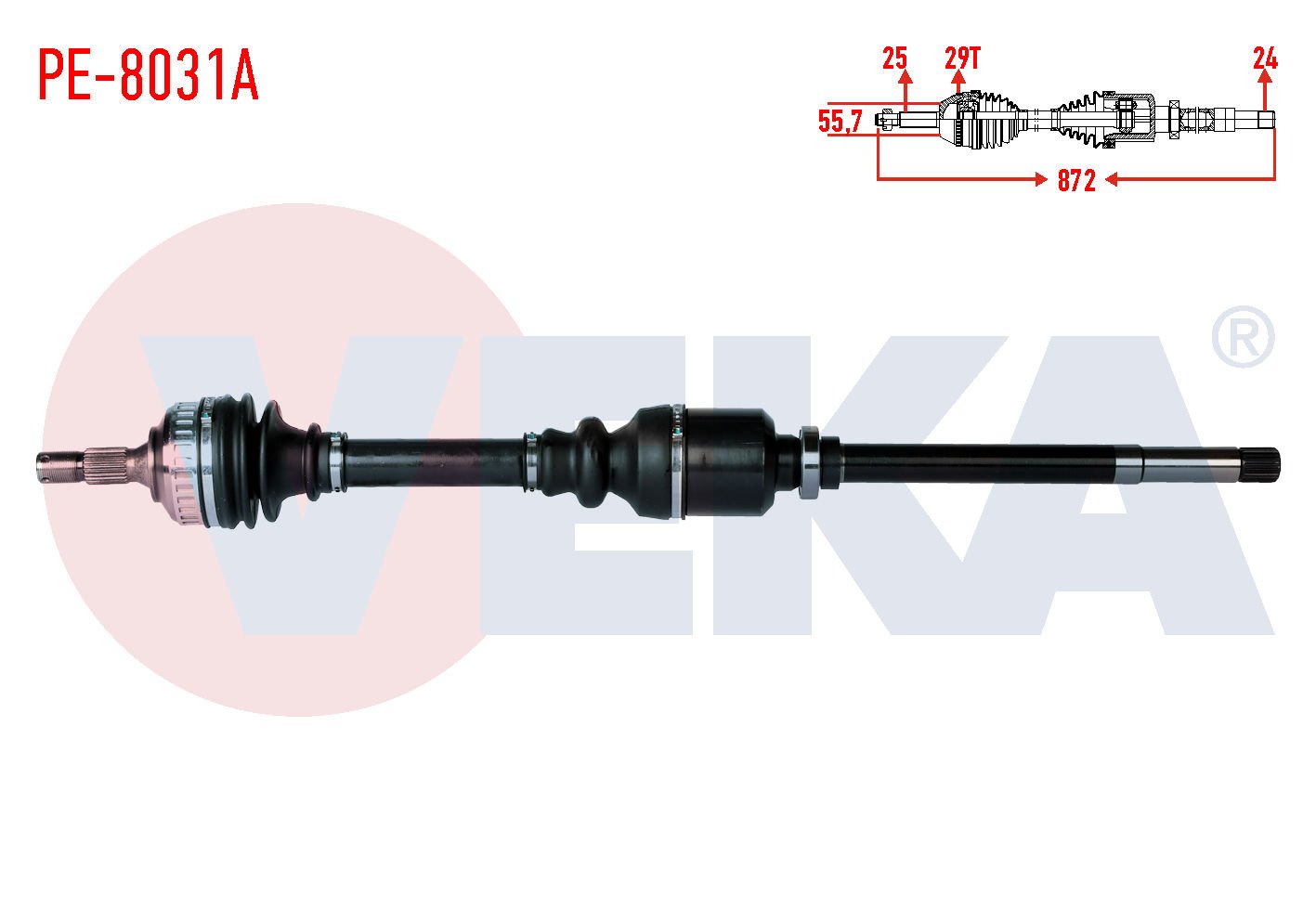 AKS SAĞ PEUGEOT PARTNER (5,5F) 2.0 HDİ ABSLİ 29 DIŞ UZUNLUK 871MM 1996-2008