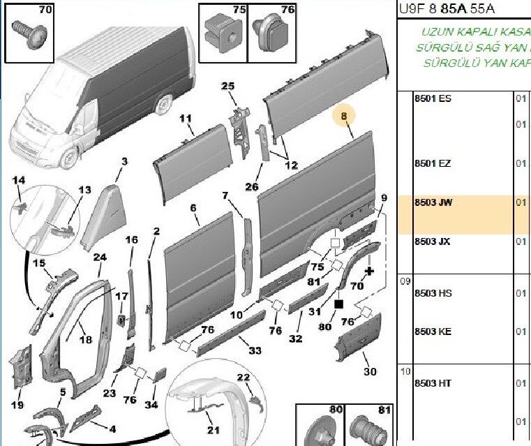 SOL ARKA YAN DUVAR SACI PEUGEOT BOXER 3