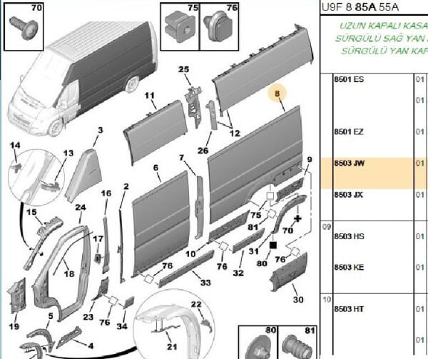 SOL ARKA YAN DUVAR SACI PEUGEOT BOXER 3
