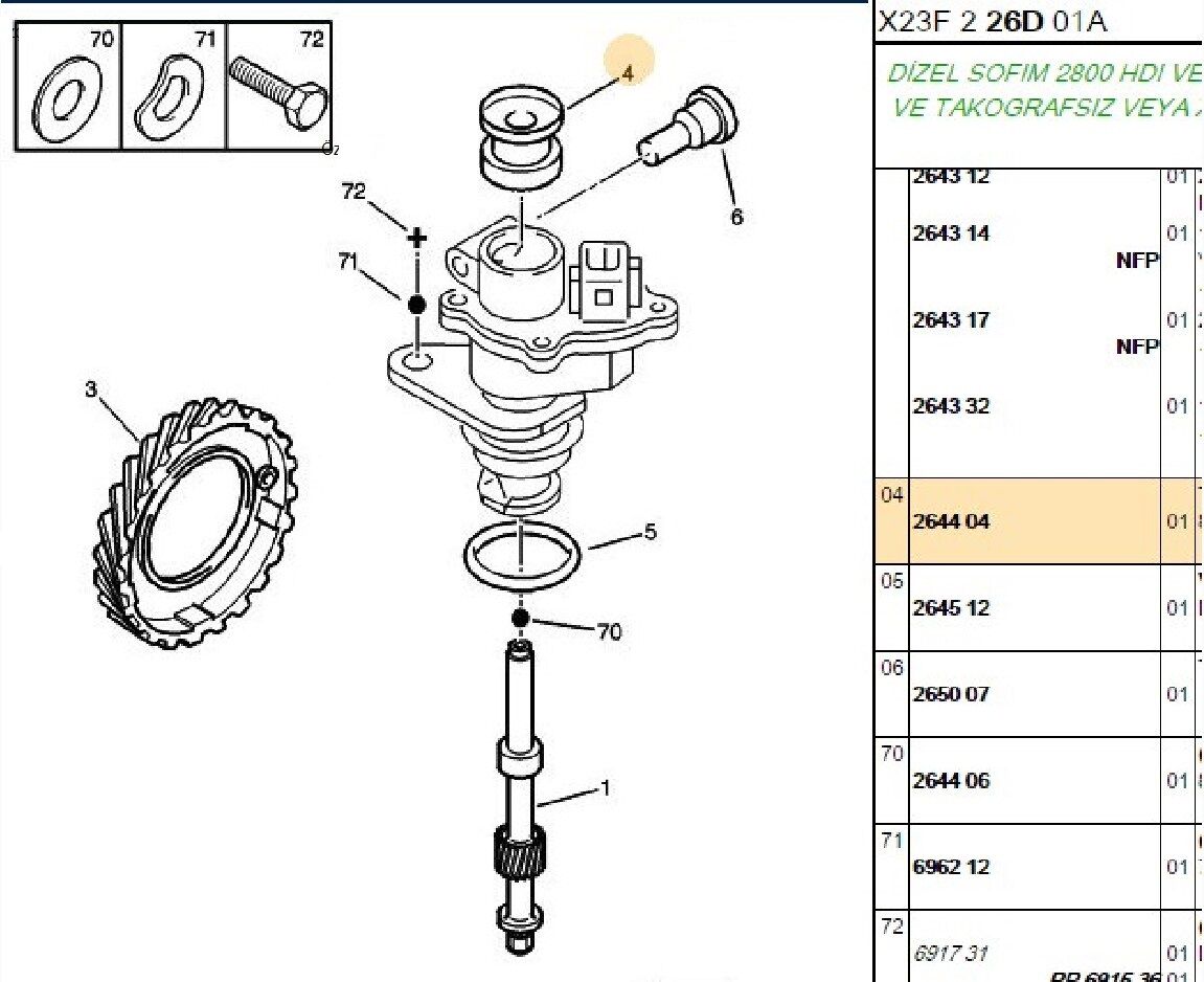 KİLOMETRE DİŞLİ YUVA CONTASI 2.8D PEUGEOT BOXER 1