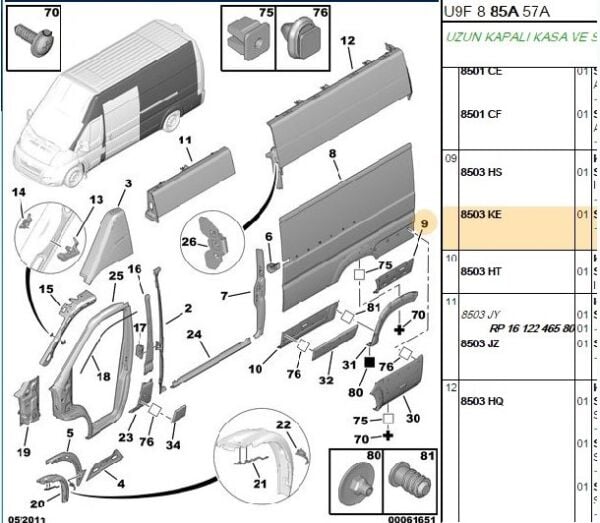 SOL ARKA ETEK SACI PEUGEOT BOXER 3