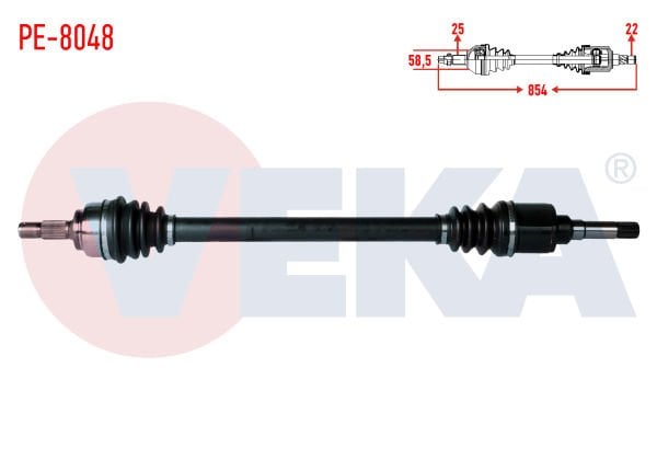 AKS SAĞ PEUGEOT 207 (WA,WC) 1.4 HDİ MA SANZUMAN M-T UZUNLUK 854mm 2006-2012