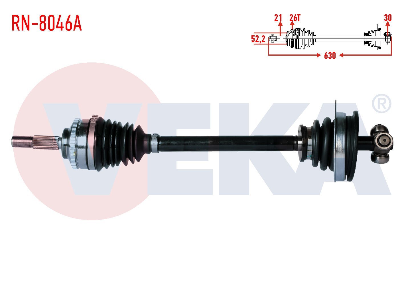 AKS SOL RENAULT CLİO II 1.5 DCİ ABSLİ 26 DIŞ UZUNLUK 630 mm 1998-2005