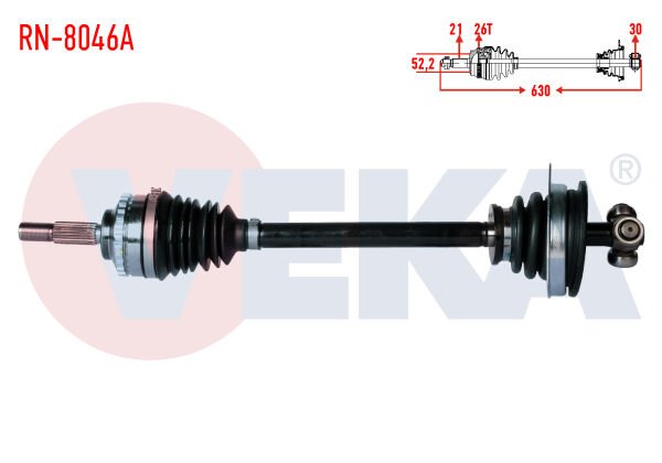 AKS SOL RENAULT CLİO II 1.5 DCİ ABSLİ 26 DIŞ UZUNLUK 630 mm 1998-2005