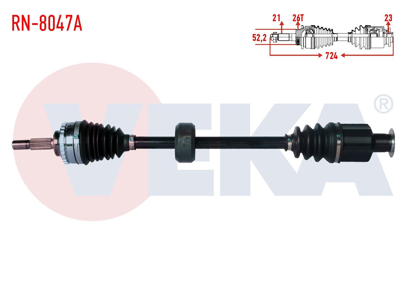 AKS SAĞ RENAULT CLİO II 1.5 DCİ ABSLİ 26 DIŞ YAYLI TIP UZUNLUK 723,5mm 1998-2005