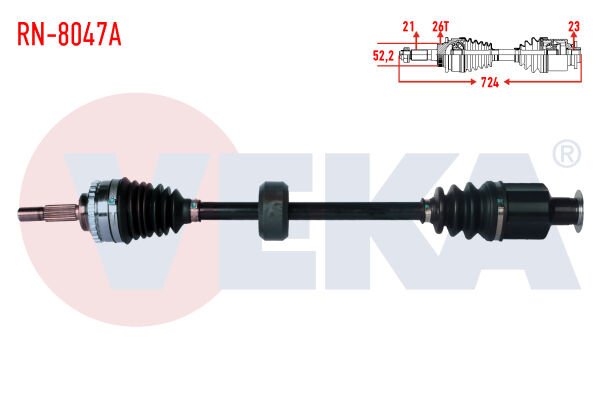 AKS SAĞ RENAULT CLİO II 1.5 DCİ ABSLİ 26 DIŞ YAYLI TIP UZUNLUK 723,5mm 1998-2005