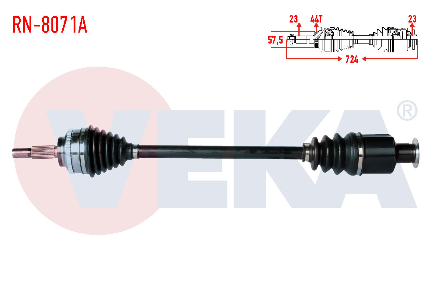 AKS SAĞ RENAULT KANGOO 1.5 DCİ KALIN FREZE ABSLİ 44 DIŞ UZUNLUK 724mm 1998-2008