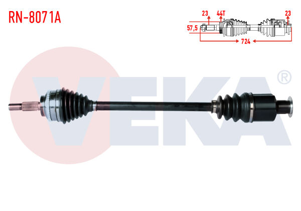 AKS SAĞ RENAULT KANGOO 1.5 DCİ KALIN FREZE ABSLİ 44 DIŞ UZUNLUK 724mm 1998-2008