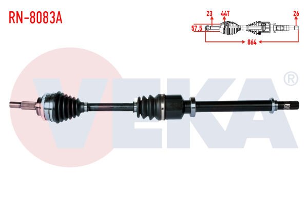 AKS SAĞ RENAULT THALIA II 1.5 DCİ ABSLİ 44 DIŞ UZUNLUK 864mm 2008-