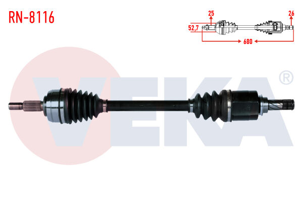 AKS SOL RENAULT FLUENCE (L30) 1.5 DCİ 6 VİTES UZUNLUK 680mm 2009-