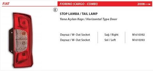 ARKA STOP SOL ÇİFT AÇILIR PEUGEOT BİPPER
