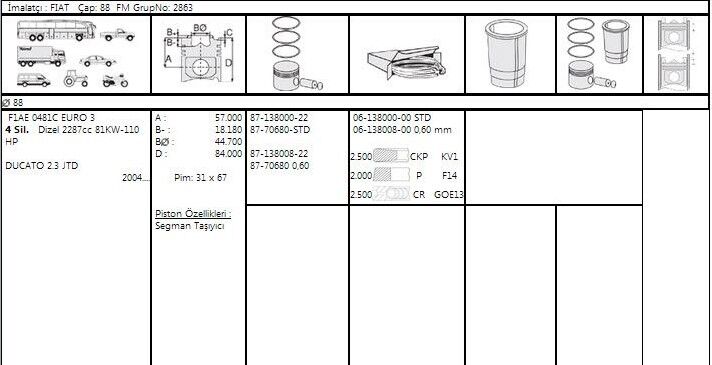 SEGMAN 88.60 STD MM FİAT DUCATO 3