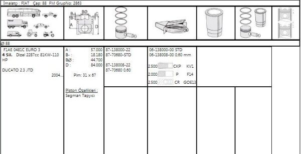 SEGMAN 88.60 STD MM FİAT DUCATO 3