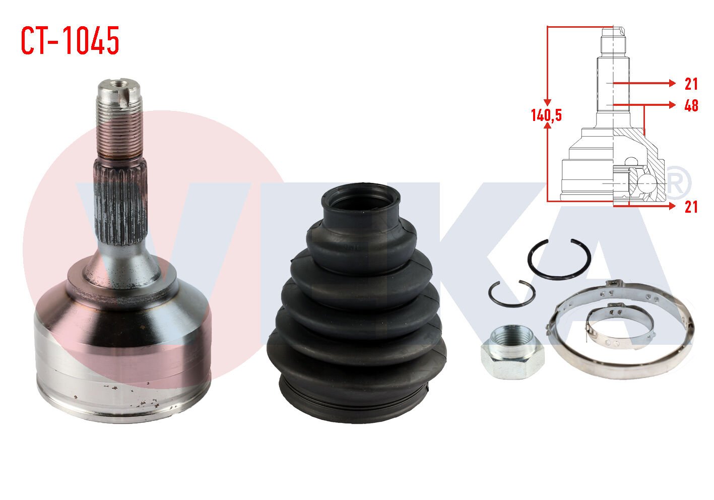 AKS KAFASI CİTROEN C2 (JM) 1.1I 21X21X48 UZUNLUK 140,5 MM 2003-2009