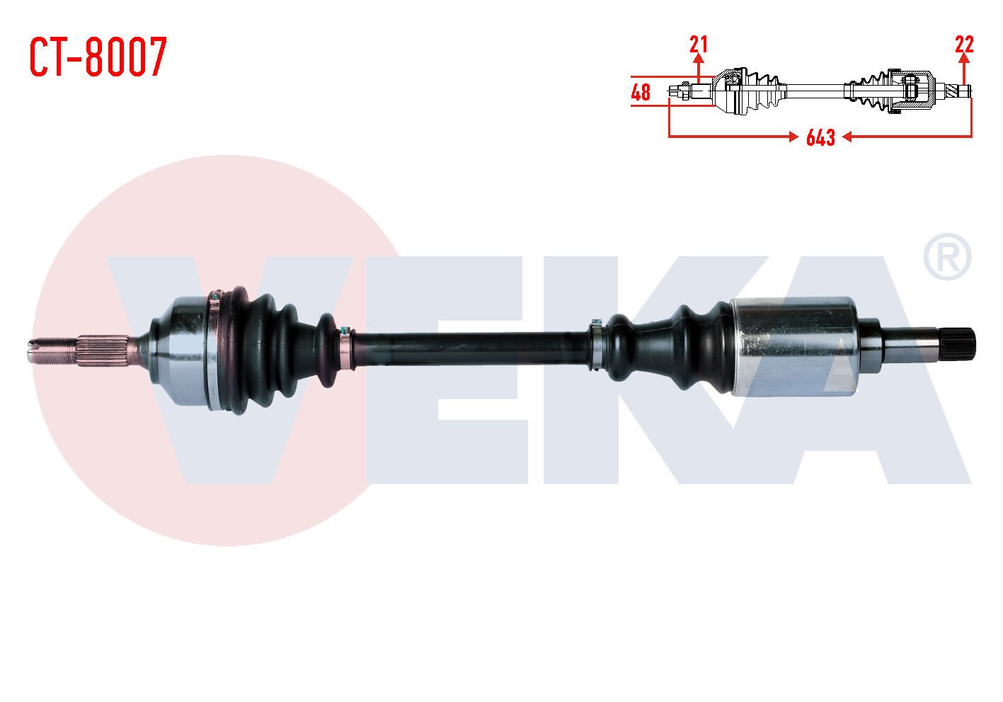 AKS SOL CİTROEN C2 (JM) 1.4 HDİ MA68 SANZIMAN UZUNLUK 643mm 2003-2009
