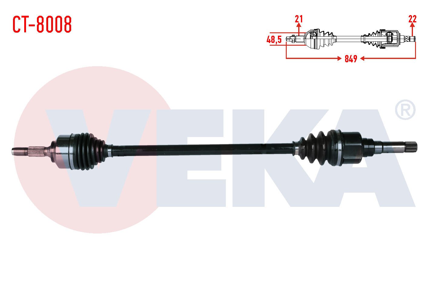 AKS SAĞ CİTROEN C2 (JM) 1.4 HDİ MA68 SANZIMAN UZUNLUK 849mm 2003-2009