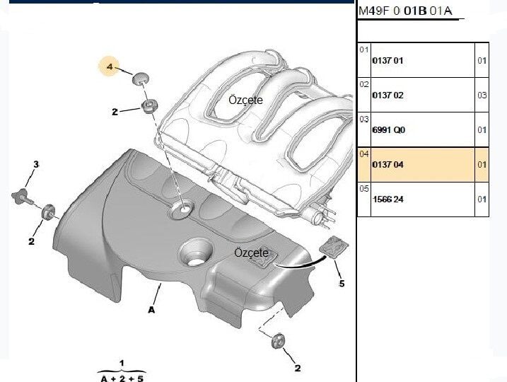 MOTOR MUHAFAZA ÜST PLASTİĞİ PEUGEOT PARTNER