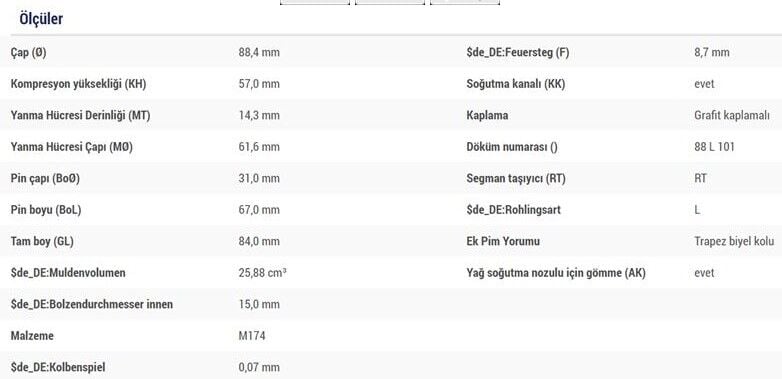 PİSTON SEGMAN EURO 5 0.40 FARKLI FİAT DUCATO 2.3