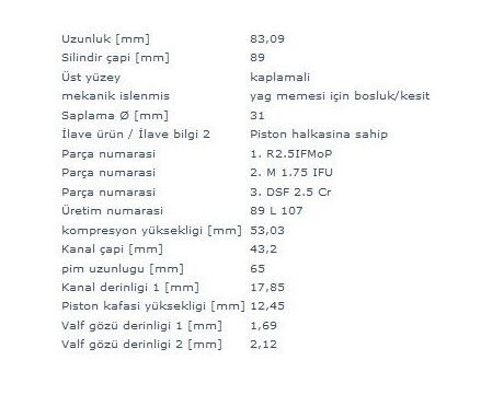 PİSTON SEGMAN 89.00 MM G9U RENAULT MASTER 2