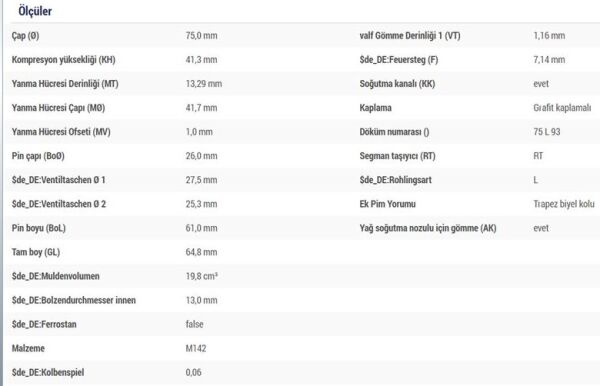 PİSTON SEGMAN 75.00 MM STD 0.40 MM KISA DV6 PEUGEOT SERİSİ