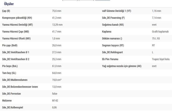PİSTON SEGMAN 75.00 MM 0.60 FARKLI 0.40 M KISA DV6 PEUGEOT SERİSİ