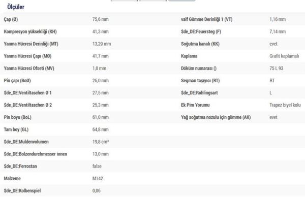 PİSTON SEGMAN 75.00 MM 0.60 FARKLI 0.40 M KISA DV6 PEUGEOT SERİSİ