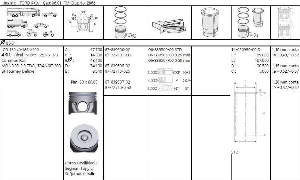 SEGMAN 86.01 MM PUMa PEUGEOT BOXER 3