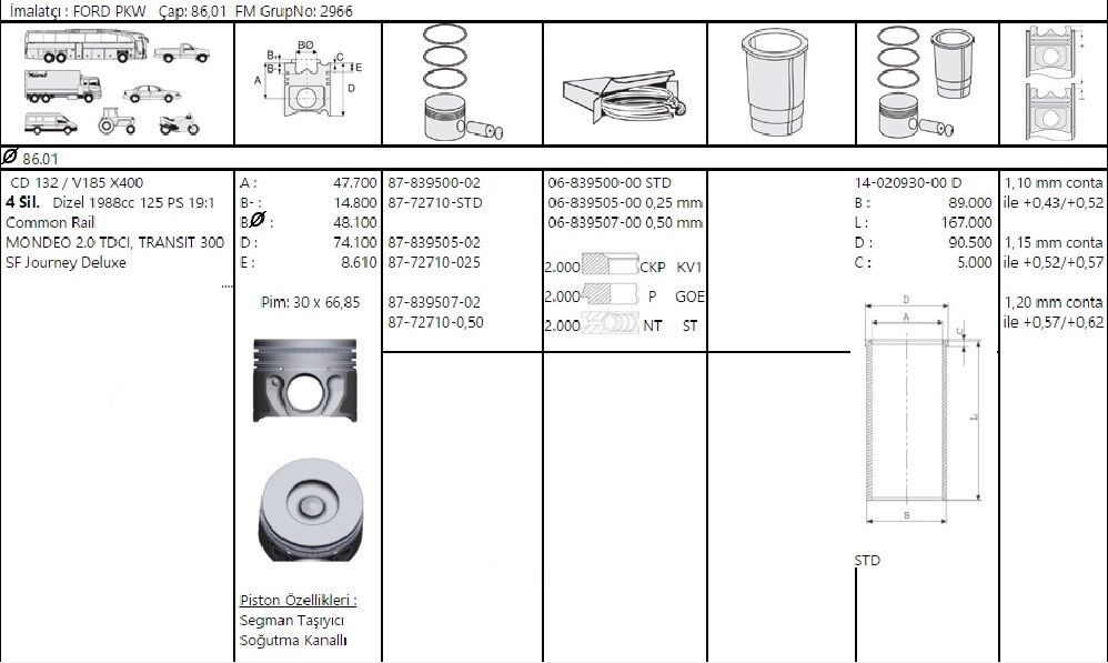 SEGMAN 86.01 MM PUMa PEUGEOT BOXER 3